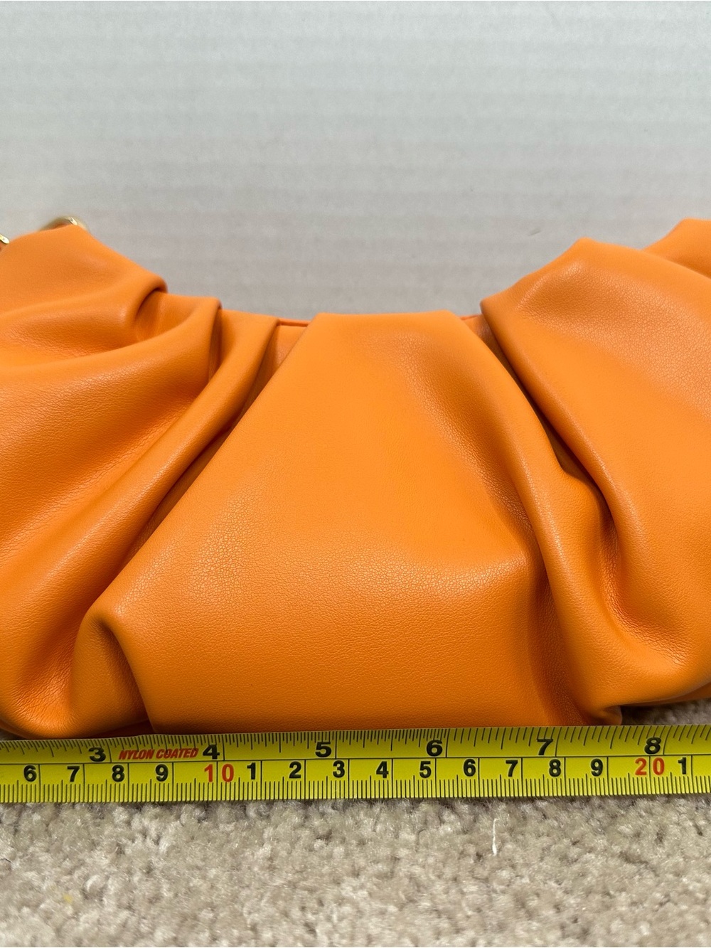 Ruched Orange Shoulder Bag with Gold Hardware - Women - Picture 6 of 7